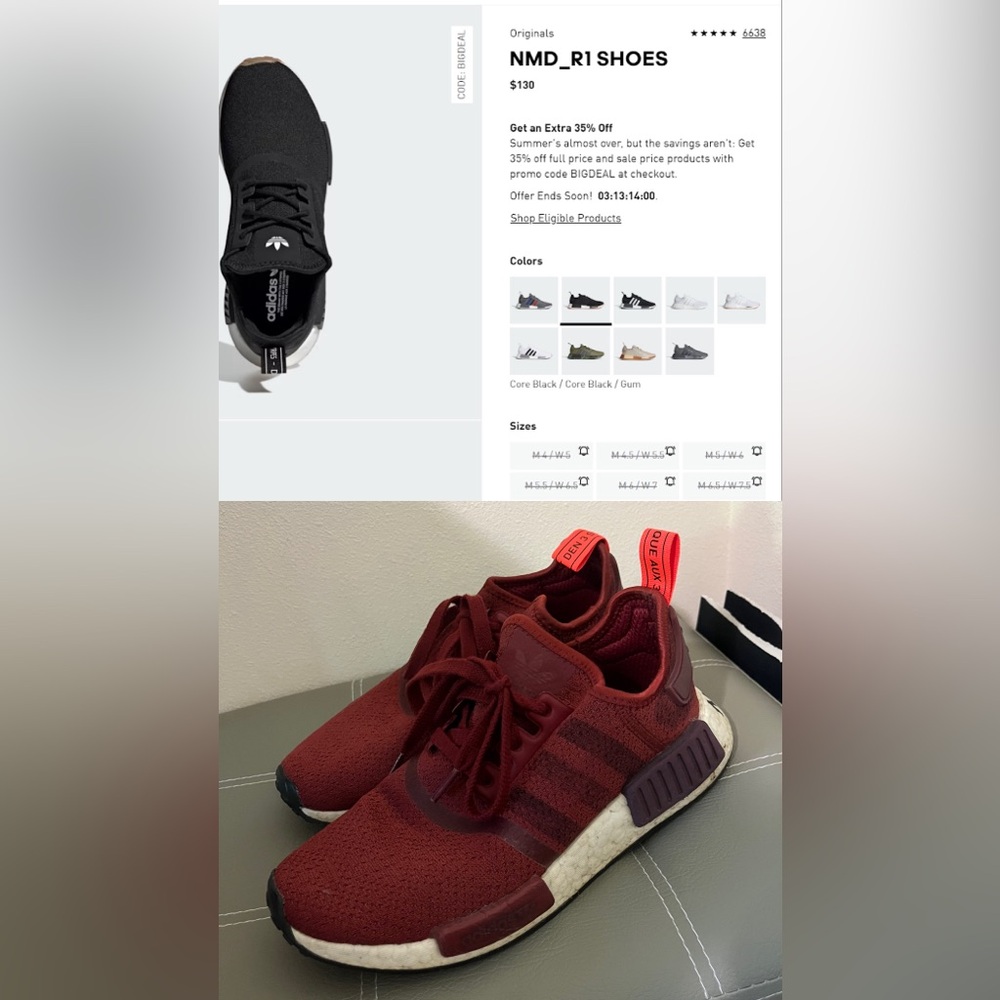 maroon adidas NMD R1s!